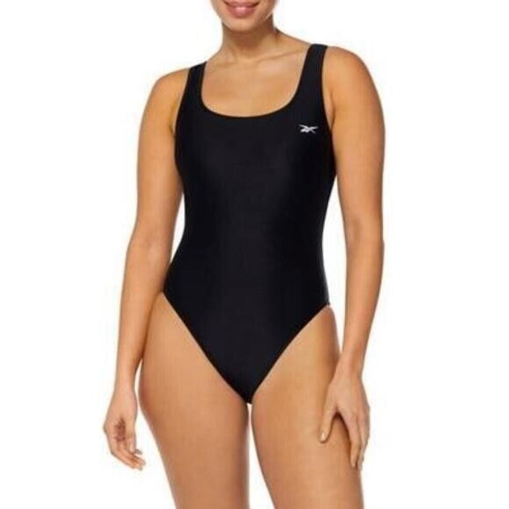 Reebok Women Scoop-Neck Athletic One-Piece Swimsuit Black Size Small NWT